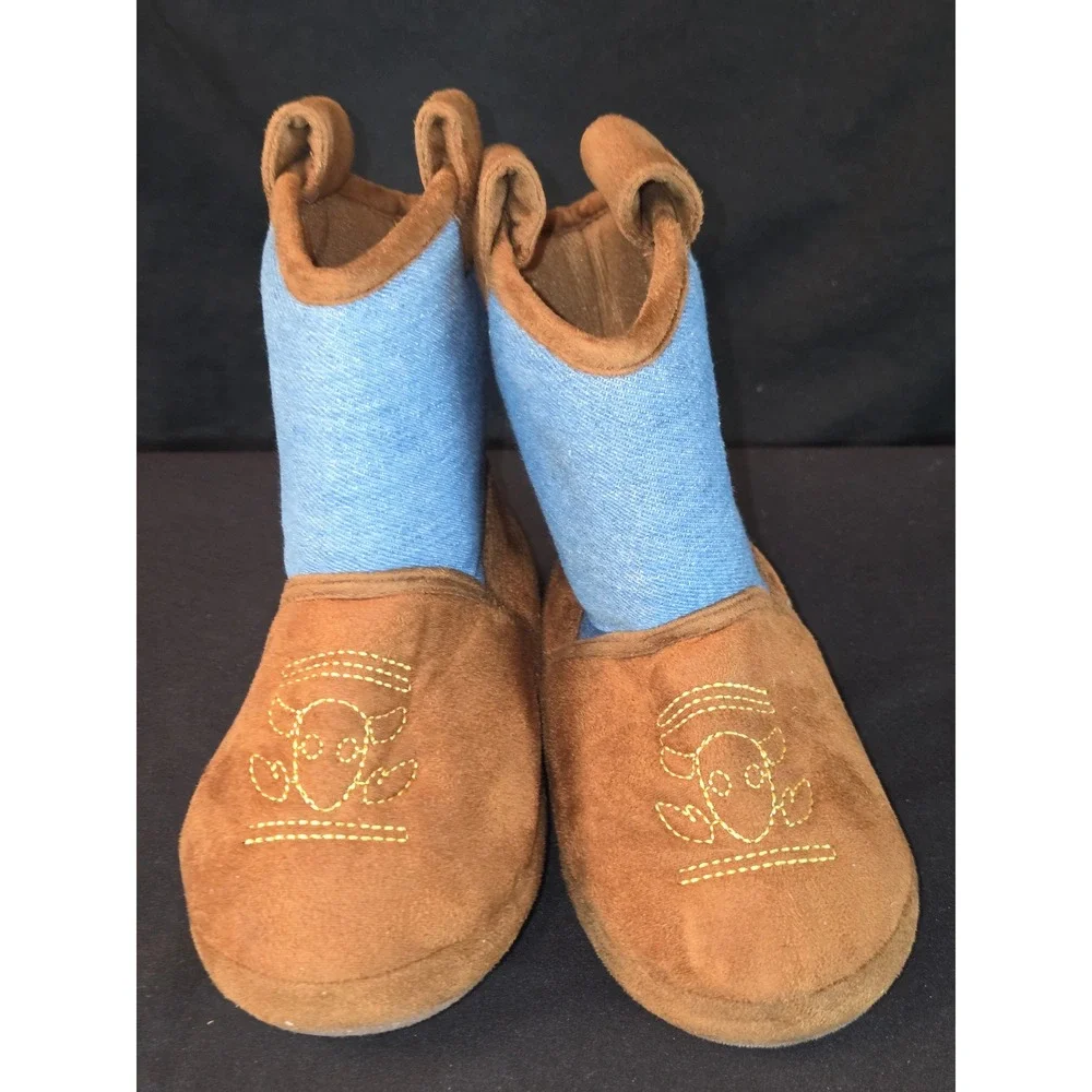 Toy Story Woody Cowboy Boot Slippers Kids USA 9-10‎ EU 26-27 Plush Brown
